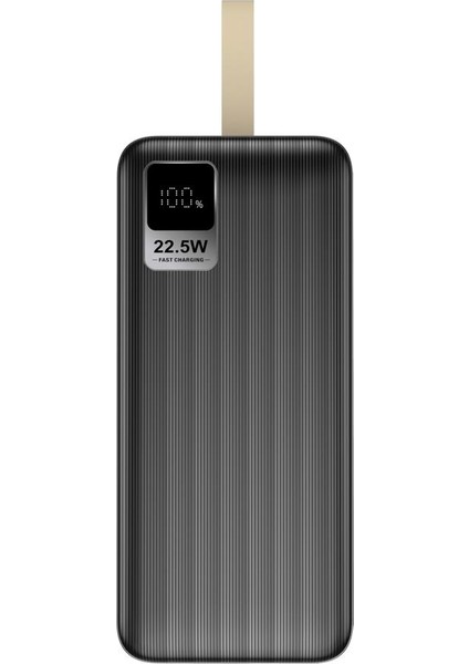 K55 50.000 Mah  22.5W USB ve Type-C Çıkışlı LED Ekranlı Askılı Pd Powerbank Siyah - DCA0055