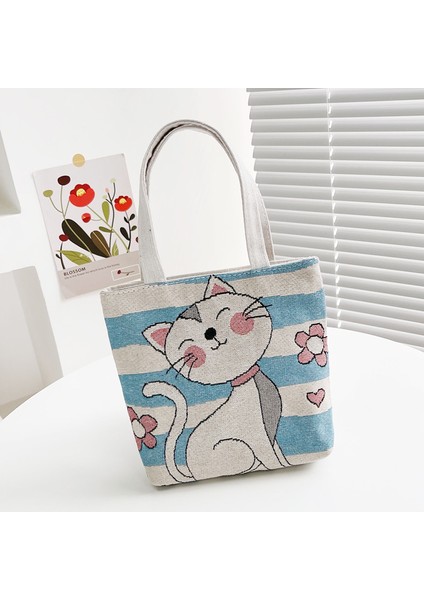 Etnik Retro Nakış Hayvan Desen Kanvas Çanta Öğle Yemeği Çantası (Yurt Dışından)