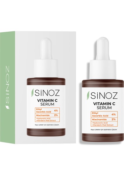 Sinoz Ton Eşitleyici Aydınlatıcı Vitamin C %4 Niacinamide %2 Yüz Serumu 30 ml Tüm Ciltler Için