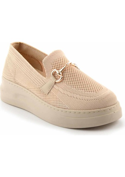 Bej Triko Kadın Loafer Ayakkabı K01320425182