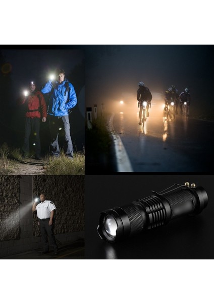 Or-87 Polis Tipi Şarjlı Zoomlu T6 LED Metal El Feneri - Dağ Kamp Cep Feneri