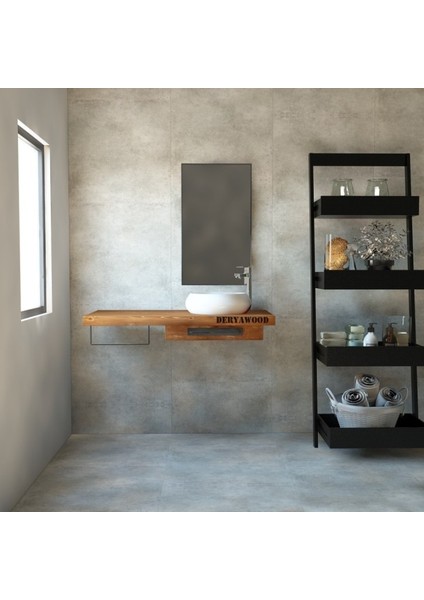 Genüs Ahşap Banyo Rafı 40*110*76 Yeşil Eskitme