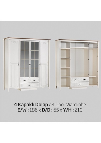 Dolap Urlu Flexy Model Beyaz 4kapak Kalite Malzeme Yüksek Ayak Itinalı Paket Kargo El Yapım