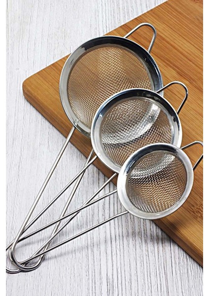 Çay Süzgeci Paslanmaz Metal Çay Süzgeci Bitki Çayı Demleme Süzgeç Çok Amaçlı 3 Lü Set