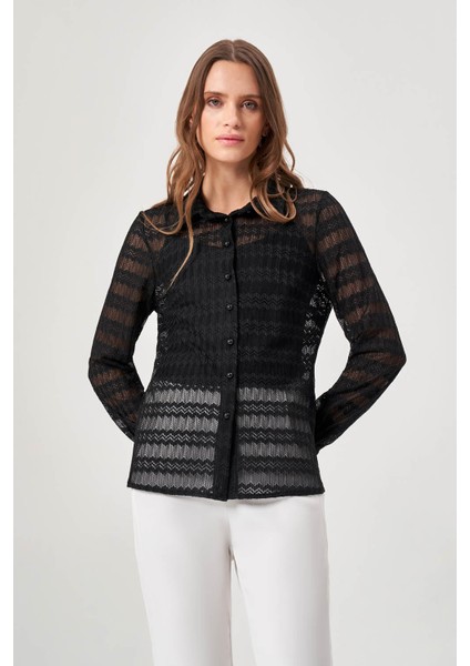 Dantel Dokulu Siyah Gömlek fiyatları