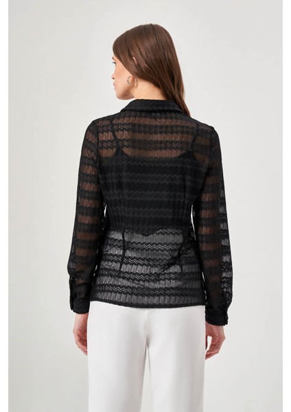 Dantel Dokulu Siyah Gömlek fırsatları