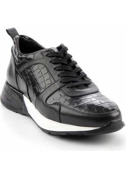 Siyah Siyah Kroko Leather Erkek Sneaker E01310101203 modelleri