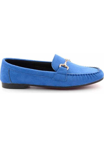 Saks Süet Kadın Loafer Ayakkabı K01542167302