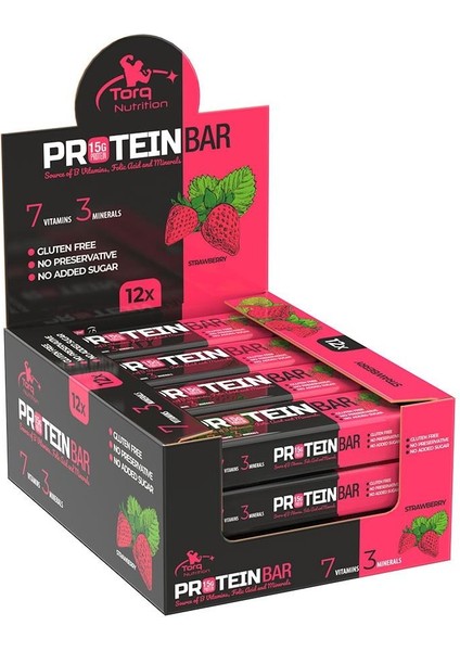 Torq Nutrition Protein Bar Çilekli 12 Adet