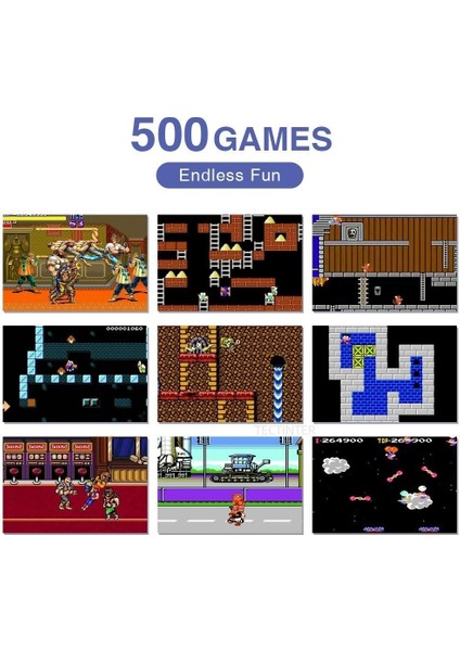 Dahili 500 Oyun Retro Taşınabilir Mini El Video Oyun Konsolu 8-Bit 3.0 Inç Renkli LCD Iki Oyun Oyuncu (Yurt Dışından)