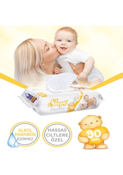 Sensitive 90 Yaprak 6 'lı Paket Islak Mendil fiyatları