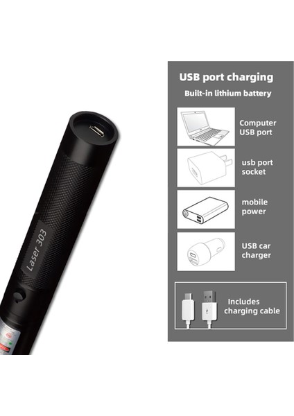 Güçlü Kırmızı Yeşil Laser Flashlight Pointer 10000M 5mw Laser 303 Göz Fokus Adjustable Burning Lazer Torch Pen (Yurt Dışından)