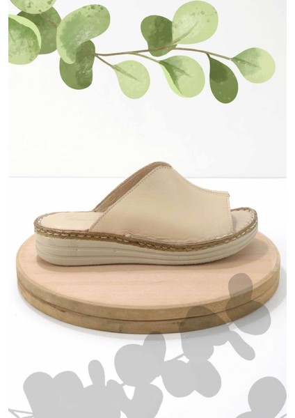 Bej Leather Kadın Terlik K04281204003