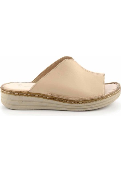 Bej Leather Kadın Terlik K04281204003