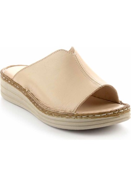 Bej Leather Kadın Terlik K04281204003