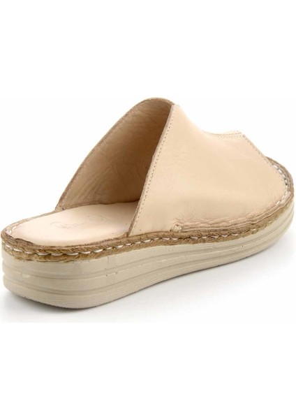 Bej Leather Kadın Terlik K04281204003