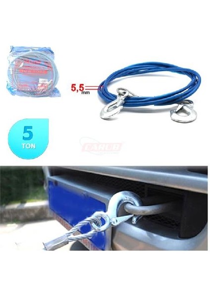 Çekme Halatı 5 Ton Çelik Izoleli 5.5mm 3.5 Metre Carub 1720505