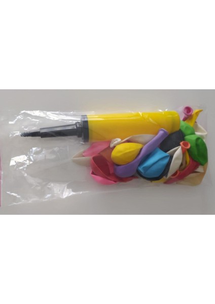 Karışık Renk 25'li Balon ve Balon Pompası Set