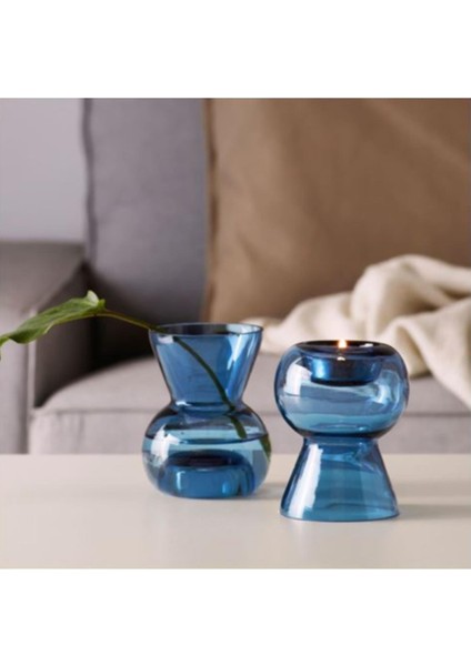 Mavi Cam Tealight Mumluk, 12CM Stockholm