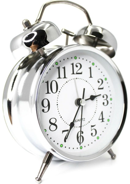 Büyük Boy Nostaljik Işıklı Gümüş Çalar Masa Saati modelleri