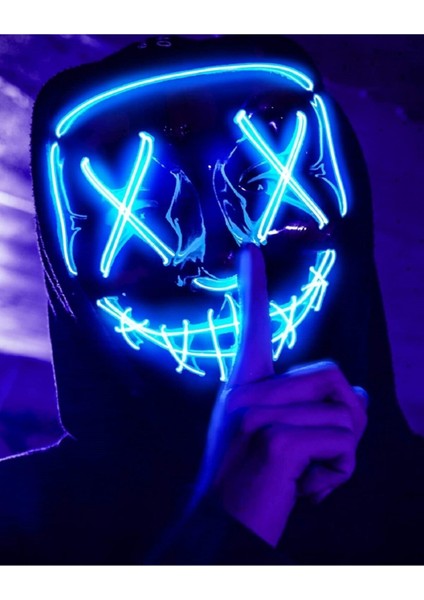 Teknoloji World Hallowen LED Işıklı Neon Maske 3 Modlu Parti Eğlence Maskesi Maske