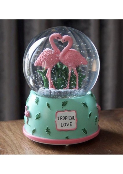 Flamingo Renk Degiştiren Işıklı Müzikli Orta Boy Kar Küresi 14 cm fiyatları