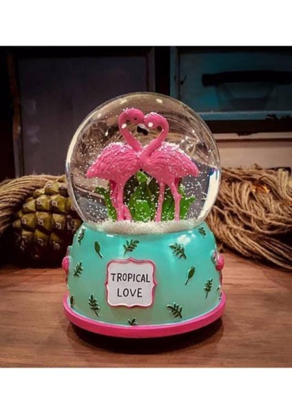 Flamingo Renk Degiştiren Işıklı Müzikli Orta Boy Kar Küresi 14 cm indirimleri