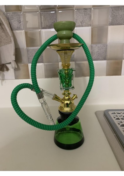 Mini Cam Nargile Seti Masa Nargilesi Taşınabilir 32 cm Nargile Takımı
