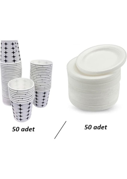 Karton Bardak 50 Adet + Köpük Tabak 50 Adet