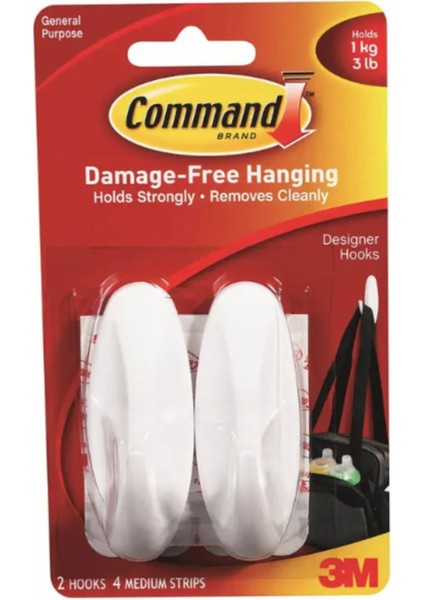 Command 17081 Orta Boy Beyaz Askı 3m Command