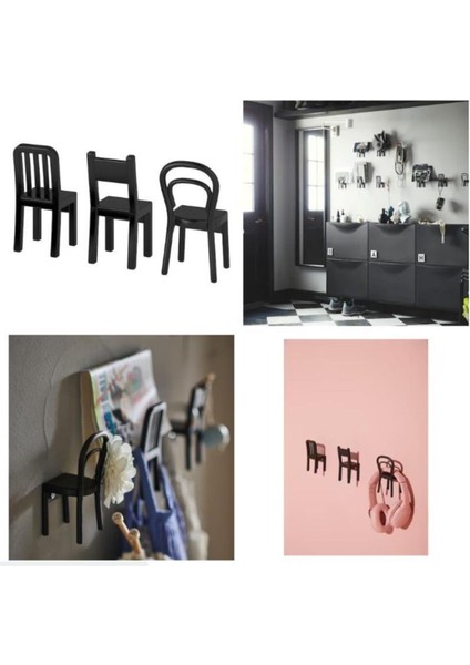 Fjantıg Çok Amaçlı Duvar Banyo Askısı Mat Siyah 3 Lü Paket