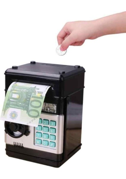 Atm Şifreli Kasa Kumbara Siyah Renk