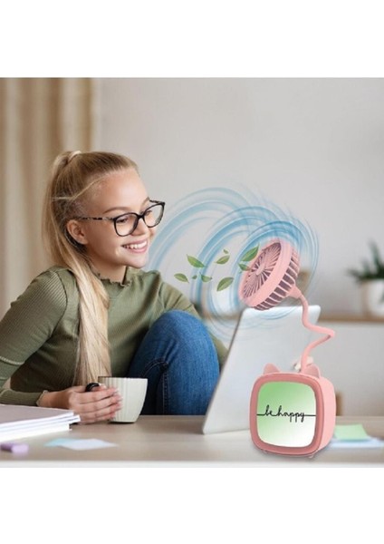 Pratik Şarjlı HP10 Figürlü Işıklı Masa Fanı Mavi fırsatları