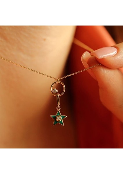 Cercle Green Star Altın Kolye