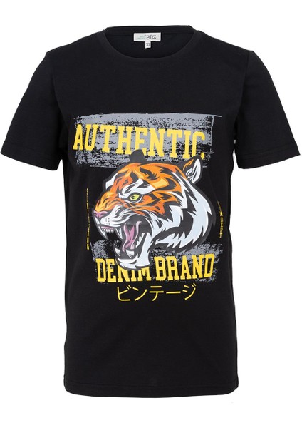 Kaplan Baskılı Erkek Çocuk Kısa Kollu T-Shirt