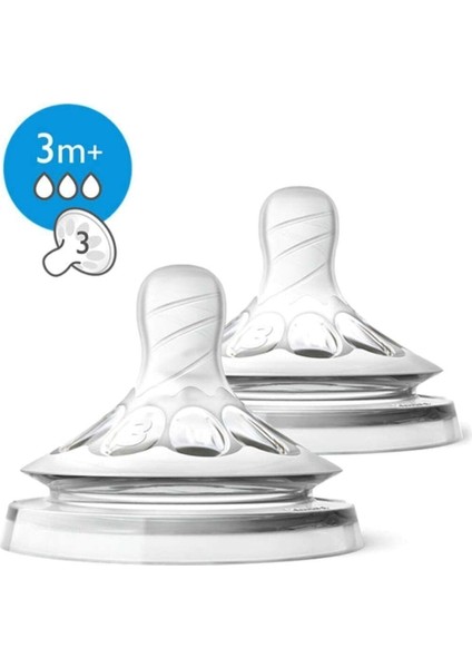 SCF043/27 Natural 3m+ 3 Damla Biberon Emziği 2'li