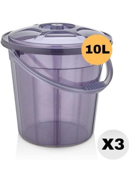 Premium Şeffaf Su Kovası / Temizlik Kovası 10 Lt 3 Adet