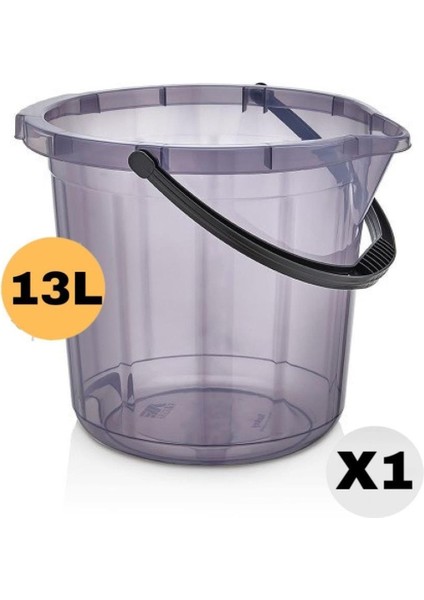 Premium Şeffaf Su Kovası / Temizlik Kovası Kapaksız 13 Lt 1 Adet