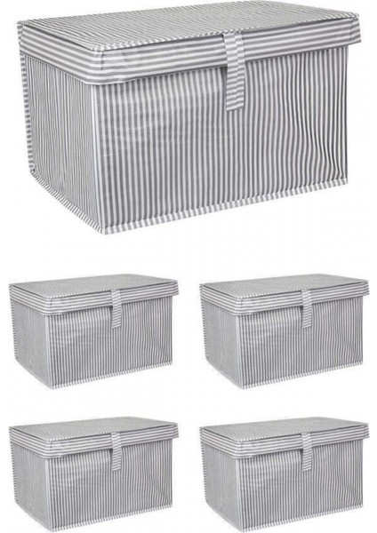 Tofipashop 5 Adet Kapaklı Çok Amaçlı Çamaşır Saklama Düzenleme Hurç, Kutu Mini 40 x 30 x 26 Gri