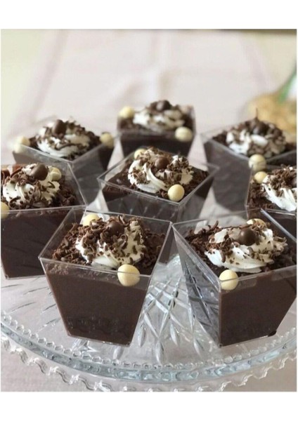 Pvc Prizma Mini Mika Plastik Kare Kap Küp Sunum Kase 120 cc 25 Adet fiyatları