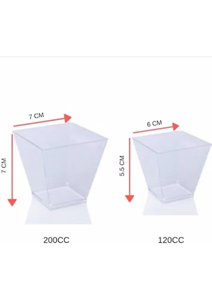 Pvc Prizma Mini Mika Plastik Kare Kap Küp Sunum Kase 120 cc 25 Adet fırsatları