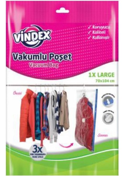 Vinde x  Askılı Vakumlu Poşet L 70  x  104 1 Adet