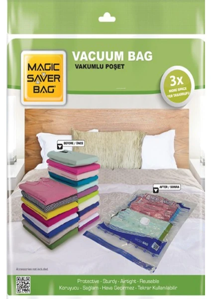 Magic Saver Bag 7'Li Evime Yer Açıyorum Vakum Hurç Seti ( 2l + 2 x l + 2 x  x l + 1 Jumbo )