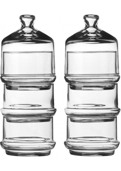 Berry Patisserie 3 Katlı Kurabiyelik Sunum Cam Kapaklı Saklama Kabı