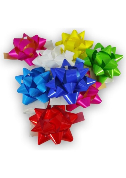 Karaca Hediyelik Yıldız Paket Süs Metalize Fiyonk 100 Adet Renkli ve Şık Tasarım