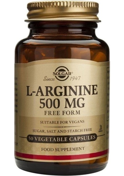 L-Arginine 500MG Free Form 50 Kapsül