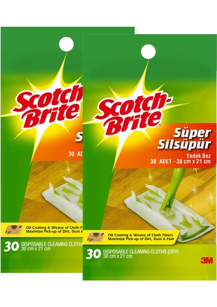 Scotch Brite Scotch-Brıte Sil Süpür Q600 Paspas Yedek Bez 30'lu x 2 (60 Yaprak)