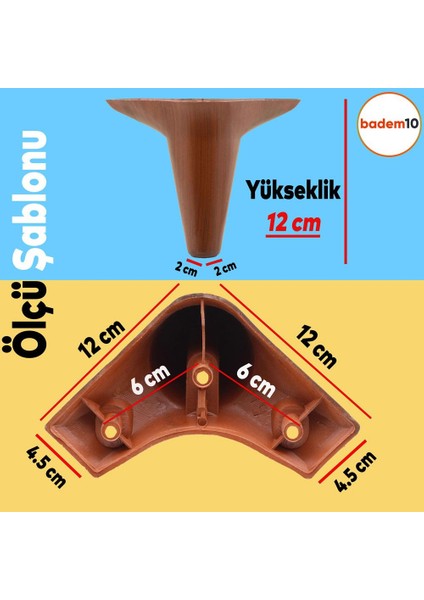 Aspen 6'lı Set Mobilya Tv Ünitesi Çekyat Koltuk Kanepe Baza Destek Ayağı Ayakları 12 Cm Kahverengi