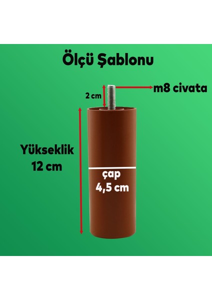 Aspen 6'lı Set Mobilya Tv Ünitesi Çekyat Koltuk Kanepe Baza Destek Ayağı Ayakları 12 Cm Kahverengi