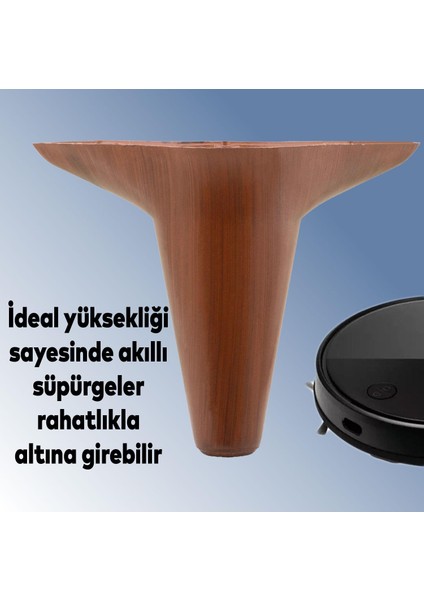 Aspen 6'lı Set Mobilya Tv Ünitesi Çekyat Koltuk Kanepe Baza Destek Ayağı Ayakları 12 Cm Kahverengi